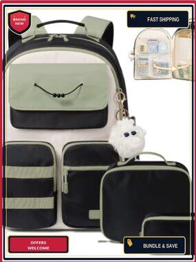 Kids Backpack Set with Lunch Box & Pencil Case - 3 Piece Bookbag for School,